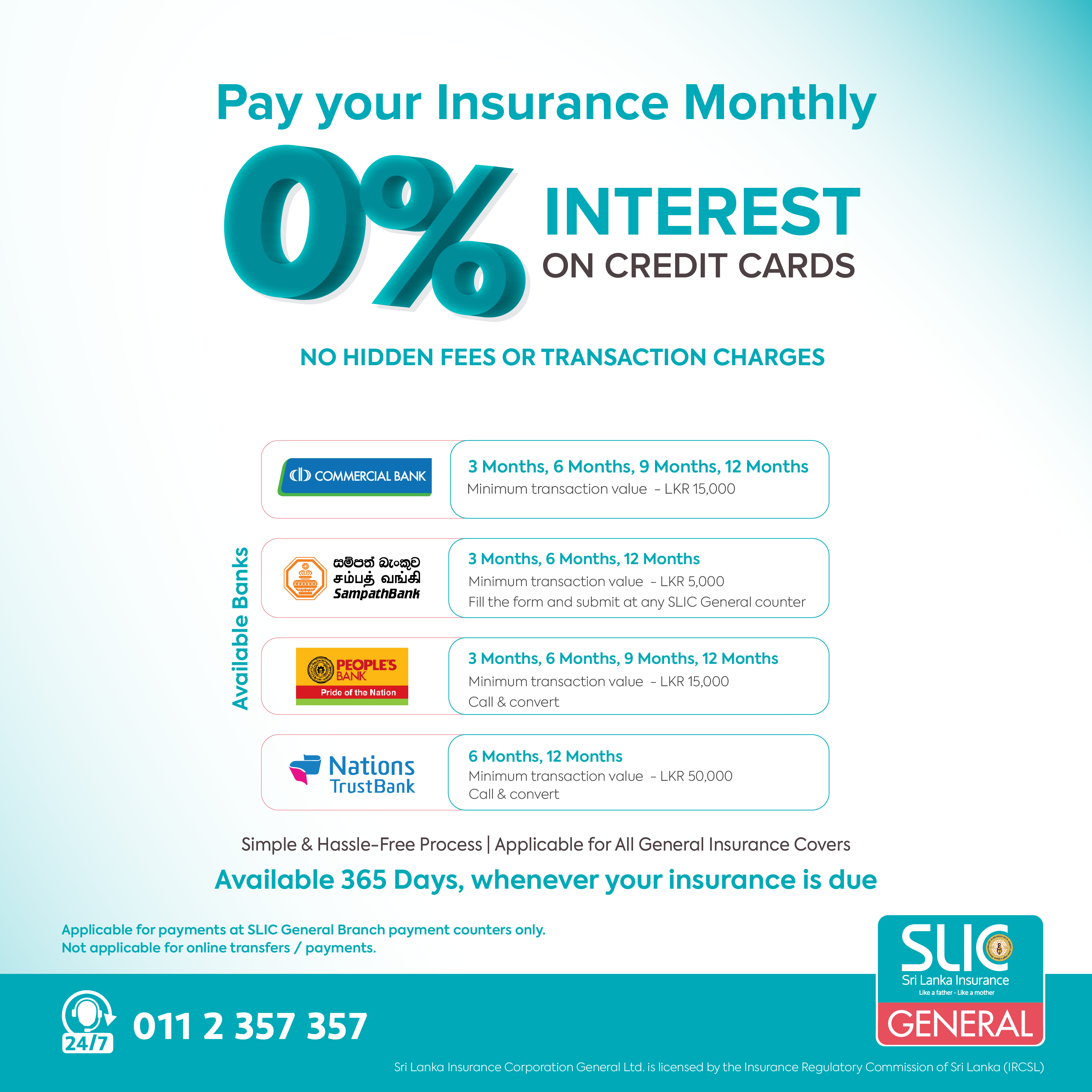 SLIC General pay insurance monthly